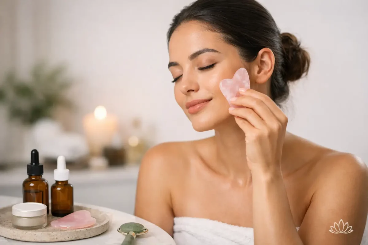 Rutina facial con gua sha para cuidar tu rostro